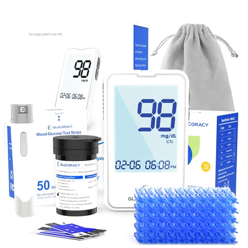 Glucoracy G-425-2 Blood Glucose Monitor Kit, 50 Test Strips and 50 Lancets, Blood Sugar Test Kit with Lancing Device, Diabetes Testing Kit No Coding,Glucose Meter for Home Use