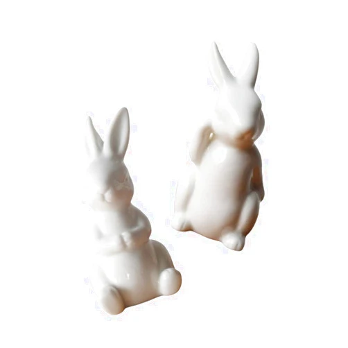 ABOOFAN 2pcs Easter Bunny Figurine Cartoon Rabbit Figure Miniature Animal Statue Desktop Ornament for Car Birthday Cake Decorations