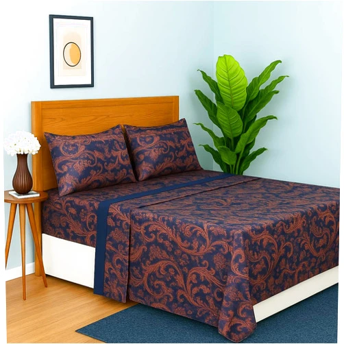 Dreamology Sheets Queen Size Bed Set, 4 Pieces Microfiber Sheet,Printed Sheet Set with Solid Cuffed Detail,Includes 1 Flat Sheet,1 Deep Pocket Fitted Sheet and 2 Pillowcases,Queen Bed sheets (Paisely)