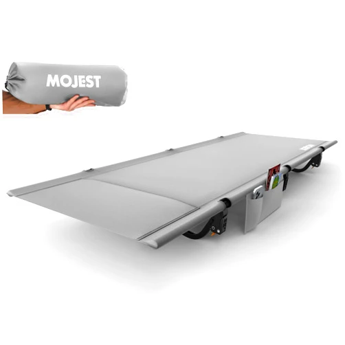 Mojest Ultralight Camping Cot for Adults, Portable Folding Camping Bed, Supports 350 lbs - Lightweight for Travel, Camping, Hiking, Backpacking, Mountaineering, Light Gray