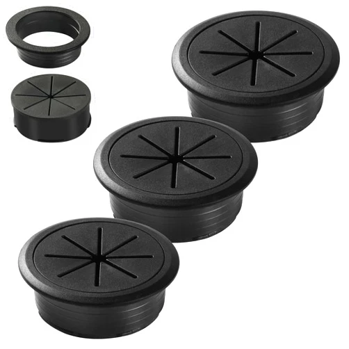 XIOGZAXI Desk Grommet 2 Inch (50 mm) 3 Pieces, Desk Hole Cover for Cables Black, Desk Hole Grommet ABS Plastic, Desk Cord Hole Cover for Wires Cables Through The Countertop by XIOGZAXI