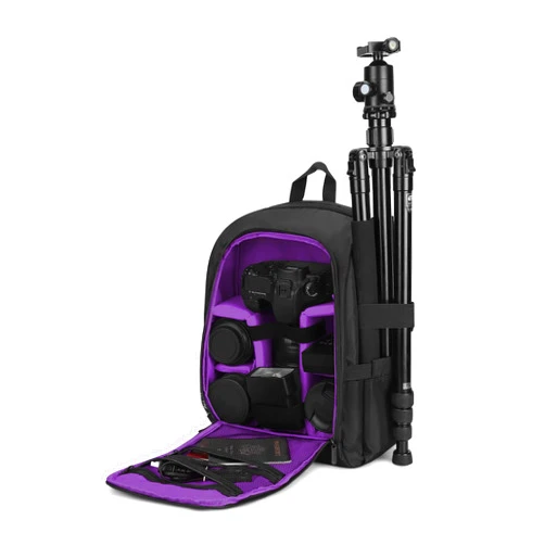 G-raphy Camera Bags Camera Backpack for Photographer Camera Bags with Laptop Compartment/Tripod Holder for Dslr SLR Cameras, Flashes and Camera Accessories (Purple)