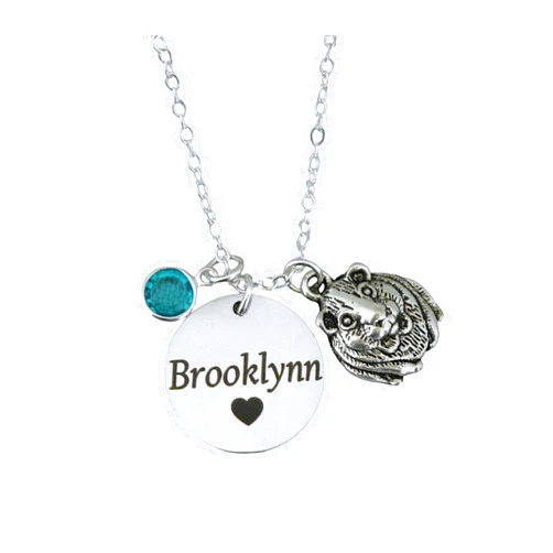 Madie's Charms Guinea Pig Necklace - Personalized - Name Disc - Jewelry Gifts for Girls - Engraved - Heart - Custom - Birthstone - Unique