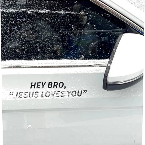 Zmoso HEY BRO JESUS LOVES You Car Stickers, Funny Decal Black Premium Badge Christian Decals for Vehicles Trunk Tailgate Emblem, Automotive Exterior Decor Accessories