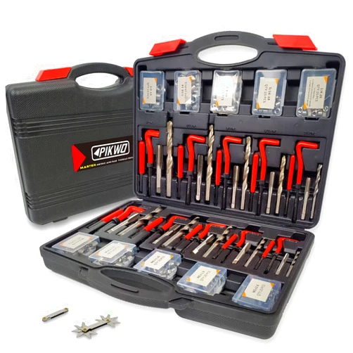Pikwo 338Pc Thread Repair Kit, HSS Drill Helicoil Repair Kit SAE&Metric，1/4