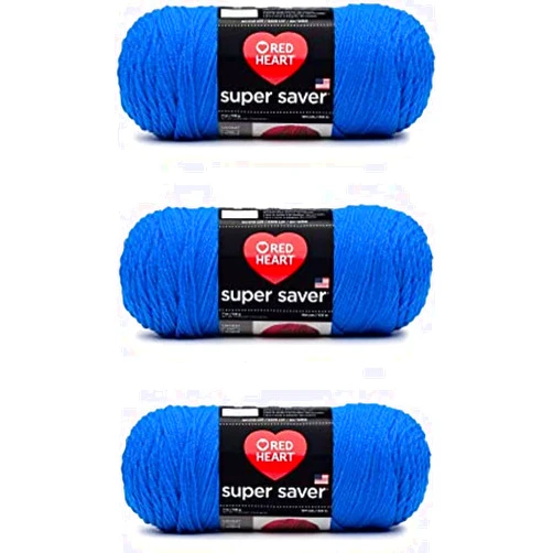 Red Heart Super Saver Delft Blue Yarn - 3 Pack of 198g/7oz - Acrylic - 4 Medium (Worsted) - 364 Yards - Knitting/Crochet