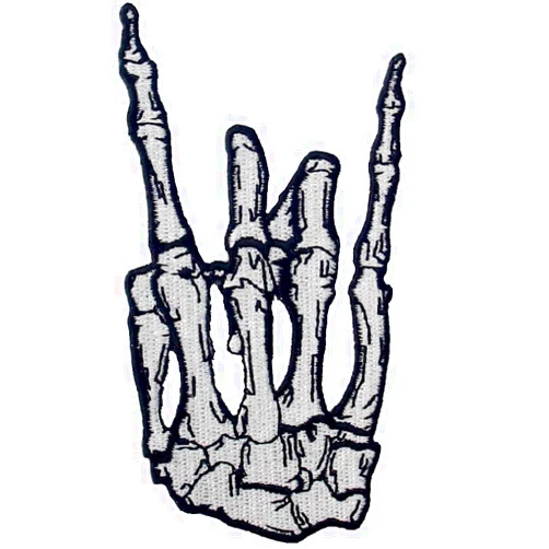 ZEGINs Punk Rock and Roll Skeleton Finger Heavy Metal Music Hand Symbol Sign Language Patch Embroidered Applique Badge Iron On Sew On Emblem