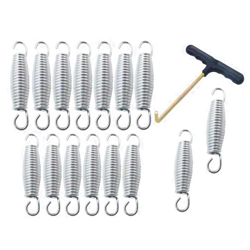 Hengle 4.0 Inch(100mm) Trampoline Springs Heavy Springs Stainless Steel Galvanized Springs (15Pcs) and 1T-Hook