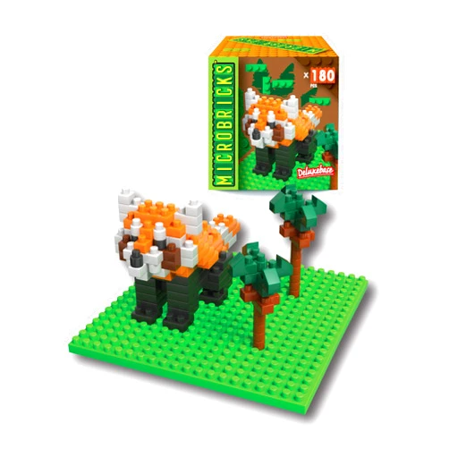 Microbricks Red Panda from Deluxebase. Easy to Use 3D Mini Bricks Puzzle Toy and Construction Set, Great Building Block Educational Game and Party Favors for Kids.