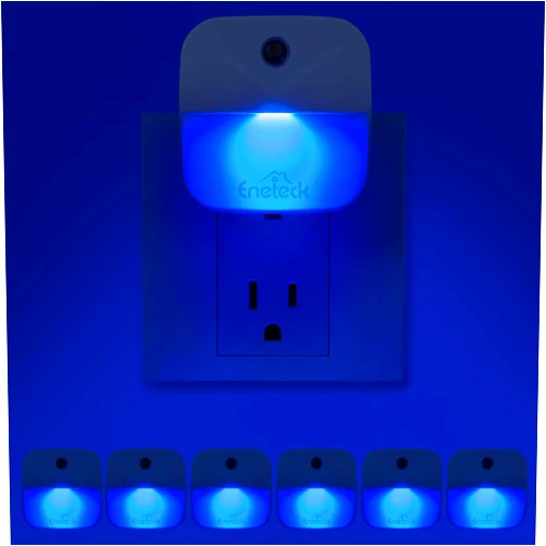 Eneteck LED Night Lights Plug into Wall,Soft Night Light with Dust to Dawn Sensor,Nightlight for Travel,Kitchen,Adults, Bathroom,Bedroom,Stairs,Nursery,Hallway,6 Packs,Blue Light