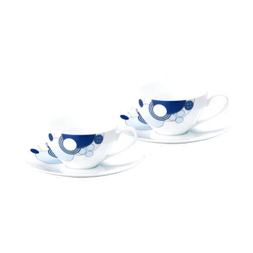 Noritake WP94989/1701 Cup & Saucer (Pair Set) (Coffee Tea), 8.7 fl oz (220 cc), Frank Lloyd Wright, Imperial Blue, Microwave Safe, 2 Guests, Fine Porcelain (Premium White)