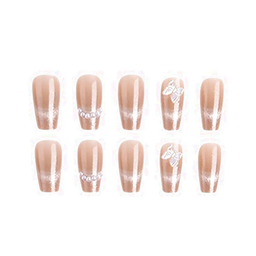 MAYNUO Nail art patches, beautiful and fashionable nail patches, finger decorations, beauty and decorative products, wearable nail patches, Zhuang Zhou Mengdie nude wearable nail patches, handmade nail art p