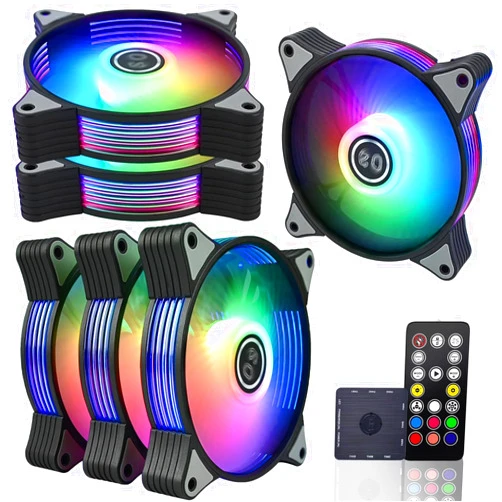 DS leddess DS 120MM Case Cooling Fan for Computer Case, Fans Side LED Running Lights Effect for PC Case, ARGB Fans with Controller Kit (6Pack RGB Fans kit, G Series)