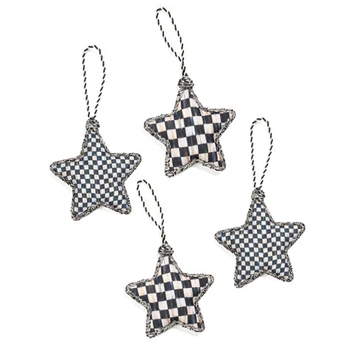MacKenzie-Childs Courtly Check Star Ornament Set, Christmas-Tree Decorations Set, Set of 4