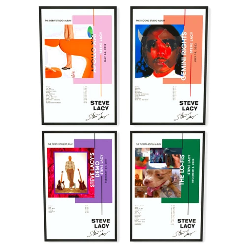 BcoMfy Steve Lacy Poster Album Cover Posters for Room Aesthetic Limited Edition HD Bedroom Music Decor Art (Set of 4, 8in x 12in, Unframed)