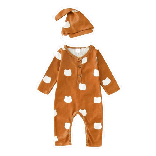 KAGAYD Baby Sweatshirt Romper Autumn Newborn Infant Baby Girls Boys Cute Knit Romper Cartoon Printing Long (Coffee, 3-6 Months)
