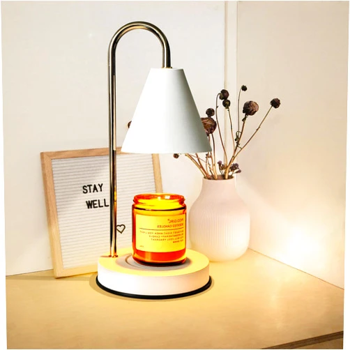 Tehoi Candle Warmer Lamp with Timer Adjustable Temperature and Brightness Home Bedroom Decor Electric Candle Warmer, Metal Wax Warmer Lamp with 2 Bulbs
