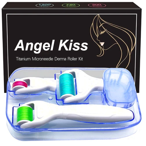 Angel Kiss Derma Roller for Face, Body, Scalp, Beard - Angel Kiss 4 in 1 Titanium Microneedling Roller Set