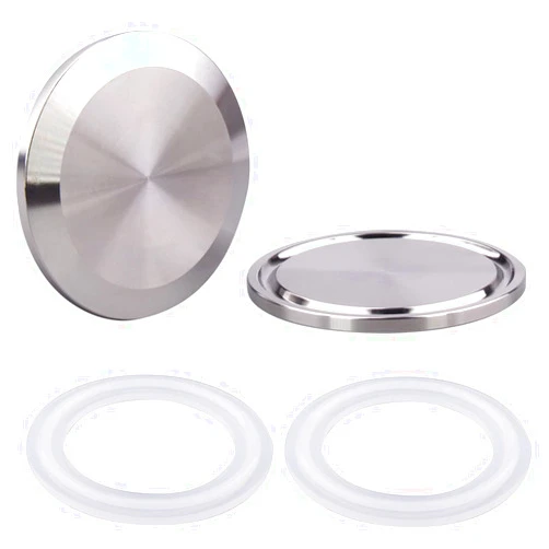 DERNORD 1.5 Inch Sanitary Fitting Clamp End Cap SS304 with Silicone Gasket fits Tri-Clamp Ferrule Flange (Pack of 2)