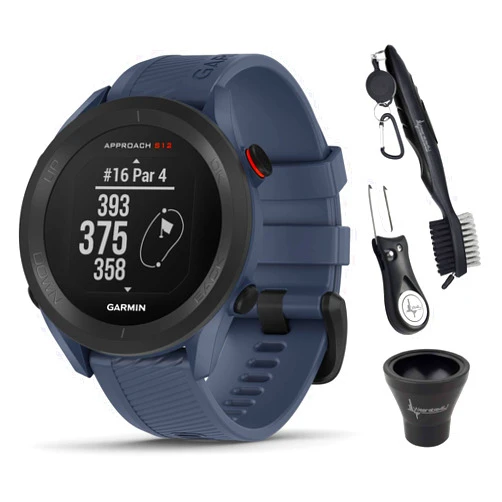 Wearable4U - Garmin Approach S12 Premium GPS Golf Watch, Granite Blue and All-in-One Golf Tools Bundle