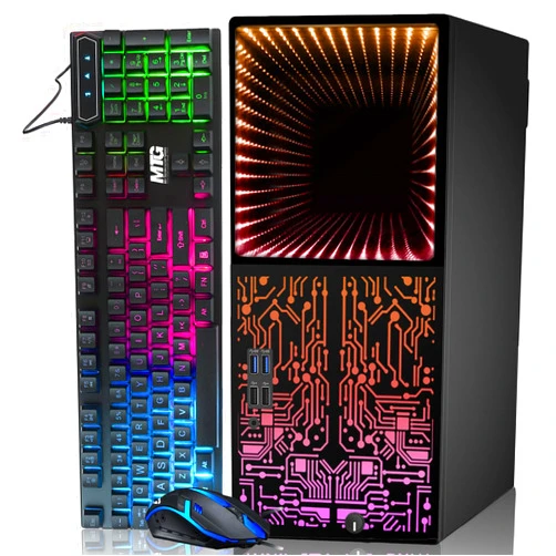 TechMagnet Gaming PC Desktop Intel core i7 8th Gen, Horizon+, AMD RX-550 4GB DDR5, 16GB RAM, 256GB SSD, HDMI, DVI, VGA, RGB Keyboard, Mouse, Wi-Fi, Win 11 Homefessional (Renewed)