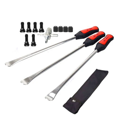 Dr.Roc 14.5 inch Perfect Leverage Tire Spoon Lever Iron Tool Kit Motorcycle Dirt Bike Lawn Mower Professional Tire Changing Tool with Durable Bag 3 PCS Tire Spoons with Tire Valve Stem TR412 TR413 3PCS