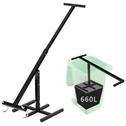 Yuxitia Manual Trash Compactor,Compacting Trash Can for Kitchen,Waste Recycling Hand Tool for Outdoor,with Adjustable Handle,Touchless Trash Bin Compactor for 120-660L Wheelie Bins(Black)