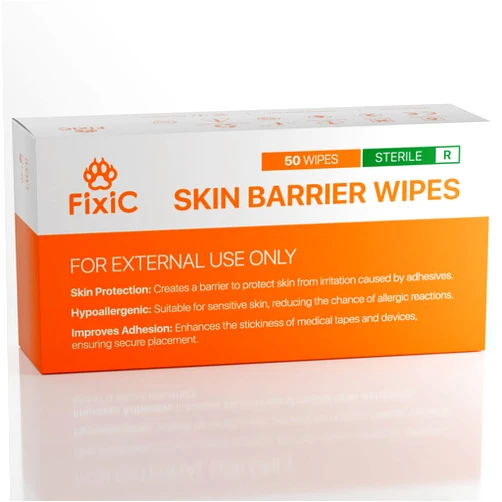 Fixic Skin Barrier Wipes - 50 PCS - Premium Skin Prep Protective Wipes - Skin Adhesive Wipes to Create the Barrier between Skin and Attachments - Skin Glue Wipes to Increase the Adhesive Tape Effect!