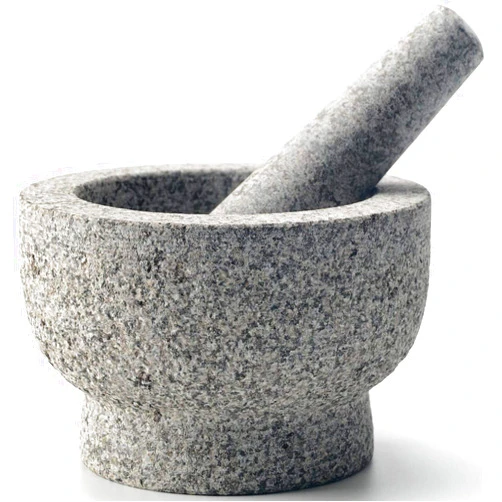 CookWise Mortar and Pestle Set 2 Cup Easy to Clean Made for Lifetime, with Bamboo Brush Inside, unpolished Granite Stone, Large and Heavy, Guacamole and Spice Grinder