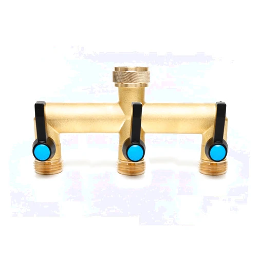 OPERMAXER Brass Garden Hose Splitter, 3 Way Faucet Diverter with Extension Handles and Individual On/Off Valve, Outdoor Home Hose Pipe Tap Splitter, 3/4-Inch Female Inlet and 3/4-Inch Male Outlet