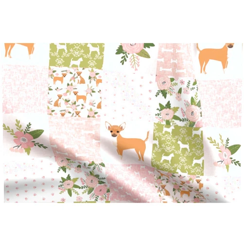 Spoonflower Fabric - Chihuahua Pet Quilt Dog Breed Cheater Wholecloth Dogs Chihuahuas Pets Printed on Petal Signature Cotton Fabric Fat Quarter - Sewing Quilting Apparel Crafts Decor