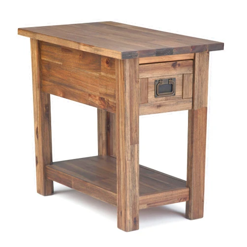 SIMPLIHOME Monroe SOLID ACACIA WOOD 14 Inch Wide Rectangle Rustic Narrow Side Table in Rustic Natural Aged Brown, For the Living Room and Bedroom