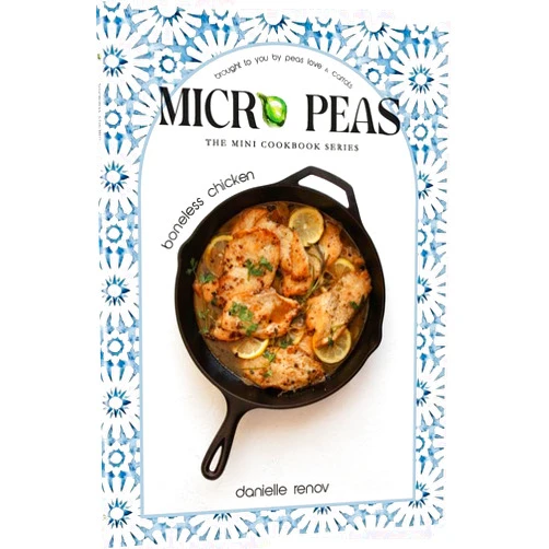 By Danielle Renov (Author) Micro Peas - The Mini Cookbook Series: Boneless Chicken: Peas Love and Carrots brings you a micro kosher cookbook, featuring 17+ recipes that are perfect for everyday, shabbos, and holiday cooking!
