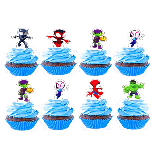 HUA Party 48pcs Spiderman Cupcake Toppers,Spiderman Cake Toppers,Spiderman Cake Decorations,Spiderman Birthday Party Supplies Decorations (Spiderman 48pcs)