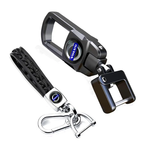 BUZSU 2PCS for Volvo Leather Keychain, Metal Alloy Car Keychain for Volvo S90 S60 XC60 XC40 XC90 V40 V60 S60 S80,Key Ring for Men Women,Family Present,Black
