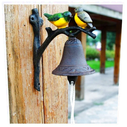 WDDD Cast Iron Doorbell Dinner Bell Antique Doorbell Hand-cranked Home Mural Garden Decoration Rustic Retro Cast Iron Doorbell