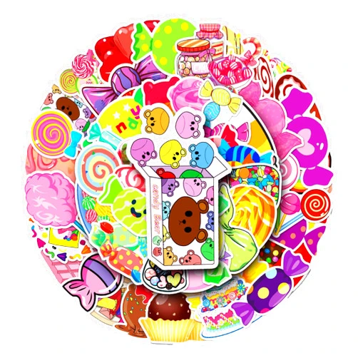 LYunMu 50Pcs Cute Sweets Stickers for Teens Kids Boys Girls,Gift Stickers Pack for Laptop Skateboard Luggage Car Bike Cup Computer Water Bottle Decor,Sweet Treats Candy Vinyl Waterproof Sticker Decals