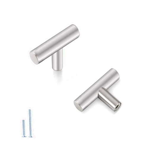 Probrico (5 Pack Brushed Nickel Single Hole Cabinet Knobs, Stainless Steel T Bar Cabinet Handles, Modern Drawer Pulls, 2 inch Length