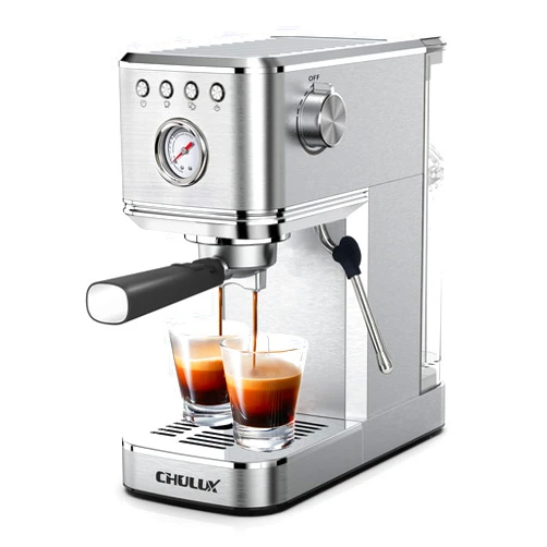 CHULUX Kom-Pro Espresso Machine 20 Bar, Semi Automatic Stainless Steel Coffee Machine for Home Latte Cappuccino Espresso Maker, Powerful Milk Frother Steam Wand