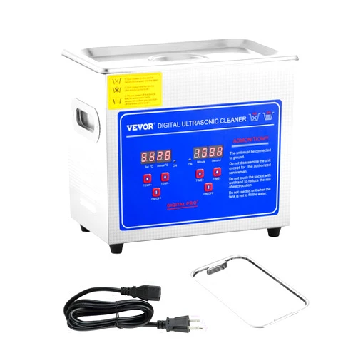 VEVOR Ultrasonic Cleaner with Digital Timer & Heater, Professional Ultra Sonic Jewelry Cleaner, Stainless Steel Heated Cleaning Machine for Glasses Watch Rings Small Parts Circuit Board (3L)