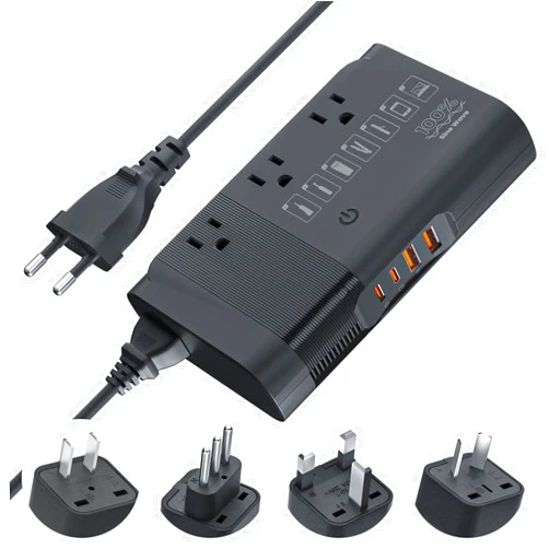 FUNPRO 220V to 110V Converter 350 Watt Universal Travel Adapter and Voltage Converter Step Down Voltage for USA Appliance Overseas in Europe/UK/IT/AU/Asia, Black