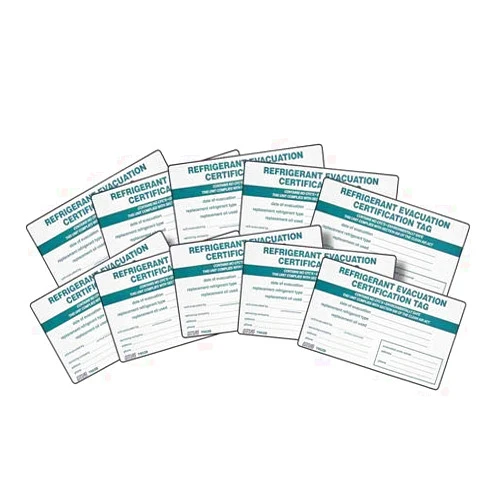 Mars Pack of (10) Refrigerant Evacuation Certification Tag/I.D. Label