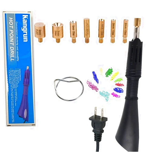 Simcat Hotfix Applicator, 7 in 1 Hot Fixed Wand Bedazzler Kit, Rhinestones Setter Wand Tool with 7 Different Tip Sizes, DIY Bedazzler Kit with Rhinestones with Support Stand (American standard (black))