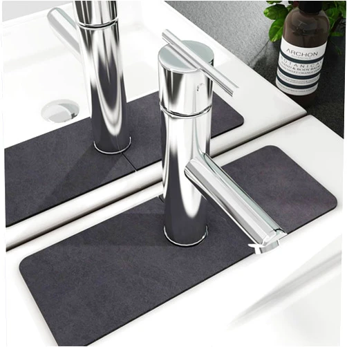 Rotkeym Splash Guard Drip Catcher for Sink Faucet, Kitchen Faucet Splash Cather Absorbent Mat, Washable Sinkmat Sink Gadgets Drying Mat Racks for Countertop, Bathroom, Farmhouse, RV(1PCS)