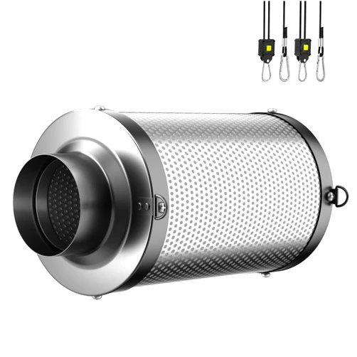 ONNAO Air Carbon Filter 6 Inch Smelliness Control with Australia Virgin Charcoal for Inline Duct Fan, Grow Tent Smelliness Scrubber, Odor Control, Hydroponics, Pre-Filter and Rope Hangers Included