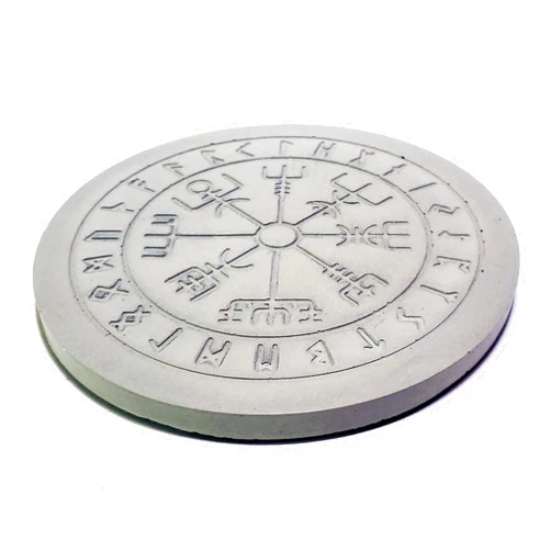 Brokkr & Eitri Stone Altar | Norse Viking Vegvísir Base | Nordic Wicca Concrete Stand Riser Display (White)
