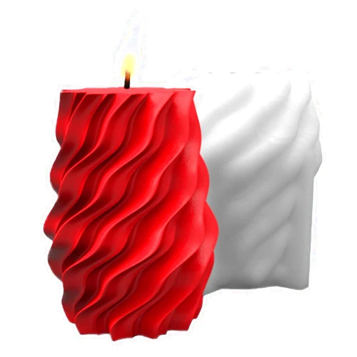 NINEXY 3D Cylindrical Wave Spiral Candle Silicone Mold Irregular Geometric Pillar Swirl Candle Soap Mold Fondant Chocolate Cake Baking Mould Plaster Clay Resin Epoxy Mold