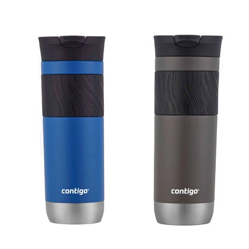 Contigo Byron Vacuum-Insulated Stainless Steel Travel Mug with Leak-Proof Lid, Reusable Coffee Cup or Water Bottle, BPA-Free, 20oz 2-Pack in Sake & Blue Corn Perfect for Hot and Cold Beverages