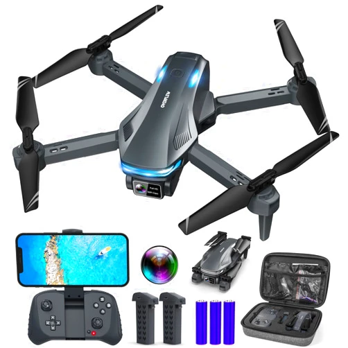 Loiley Drone with Camera for Adults, 1080P FPV Drones for kids Beginners with Upgrade Altitude Hold, Voice Control, Gestures Selfie, 90° Adjustable Lens, 3D Flips, 2 Batteries