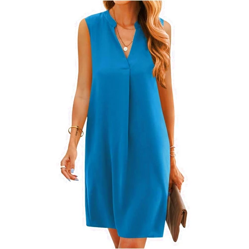 ANFTFH Women's Sleeveless Dresses 2024 V Neck Casual Trendy Dresses（S-2XL）